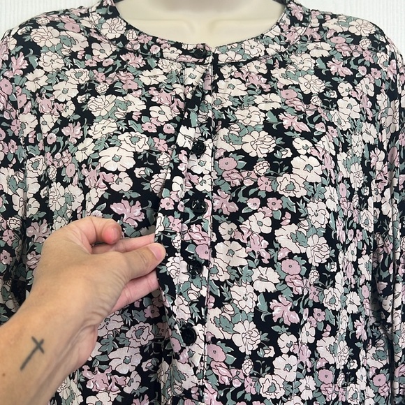 Natural Life - Colorful Floral Short Sleeve Tiered Half Button Maxi Dress Medium - Picture 5 of 13